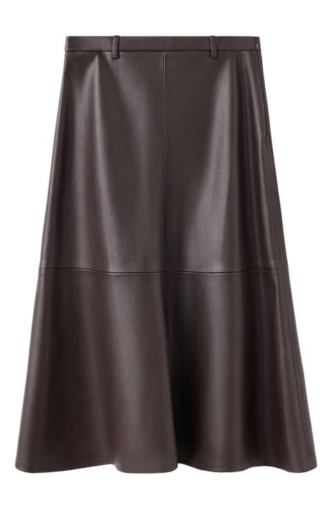 Paris Leather Midi Skirt