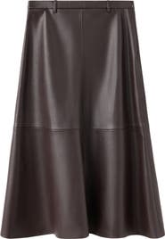 MANGO Paris Leather Midi Skirt