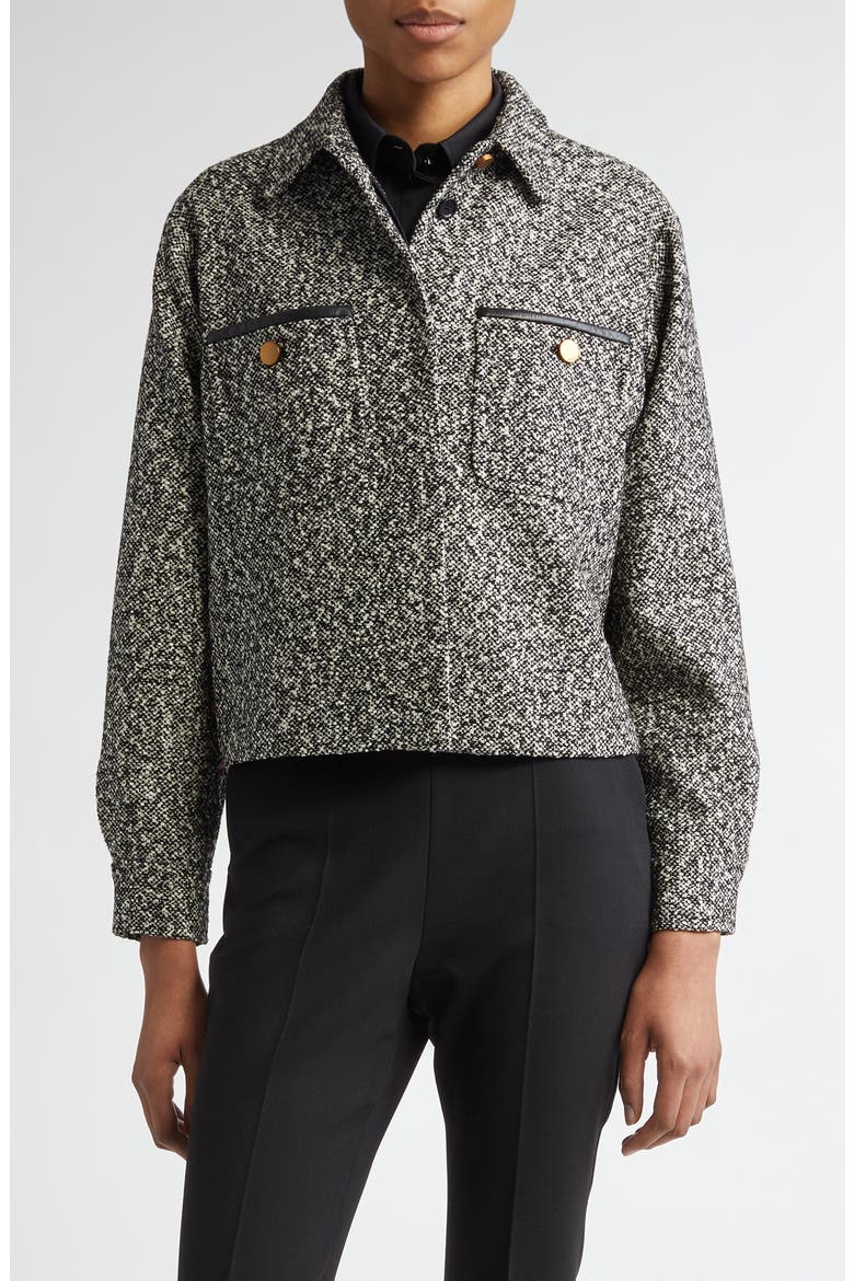 Demien Wool Blend Tweed Jacket, Main, color, BLACK WHITE