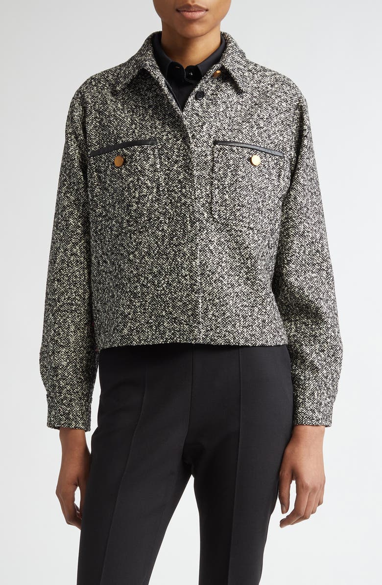 Max Mara Demien Wool Blend Tweed Jacket, Main, color, Black White