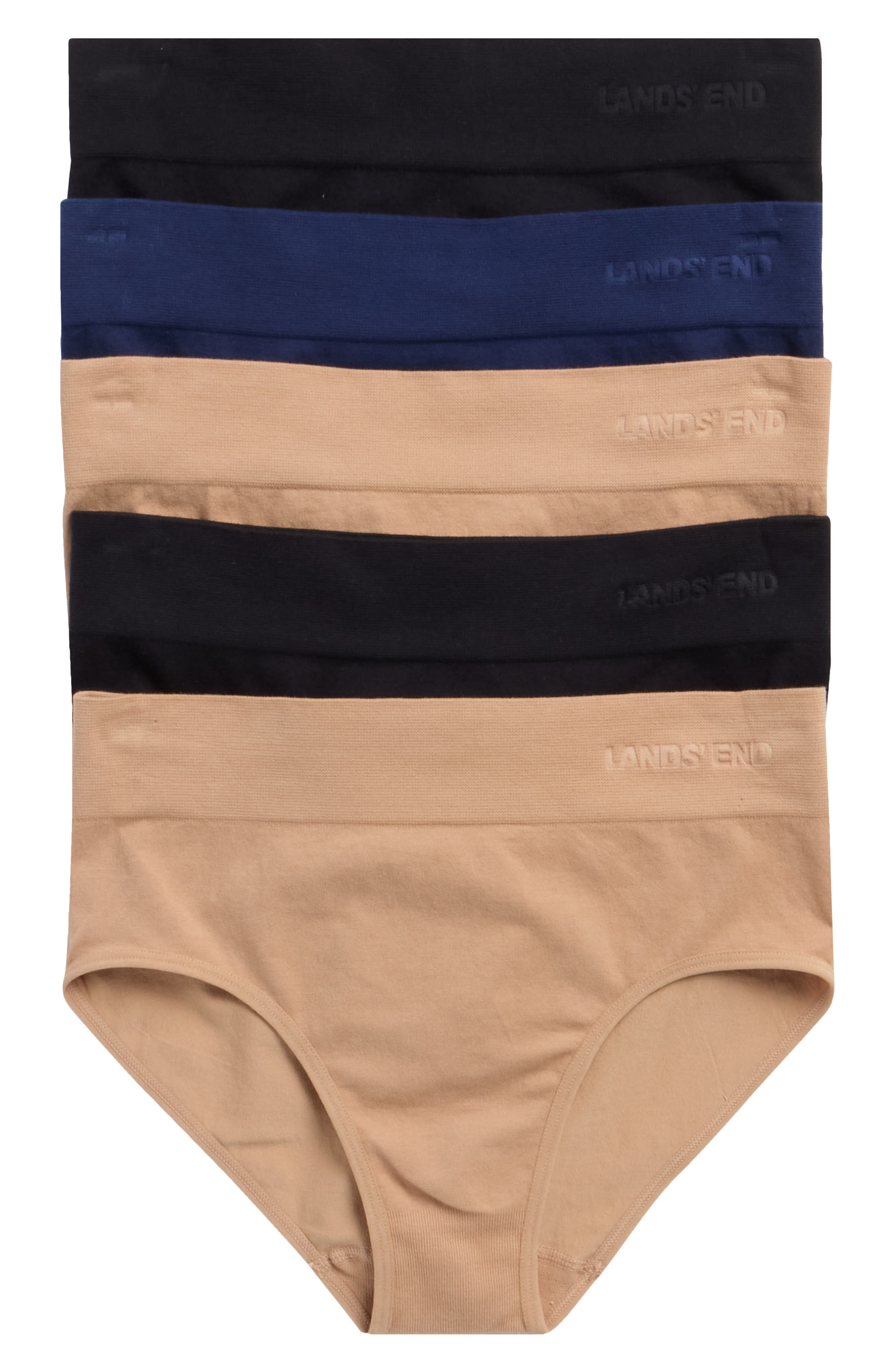 Lands' End 5-Pack Cotton Comfort Seamless Hipster Briefs