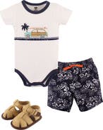 Hudson Baby Cotton Bodysuit, Shorts And Shoe Set