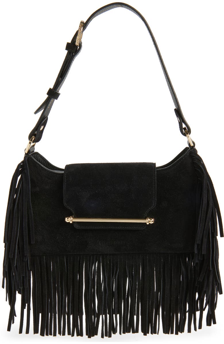 Strathberry x Cinq à Sept Multrees Fringe Suede Hobo Bag, Main, color,