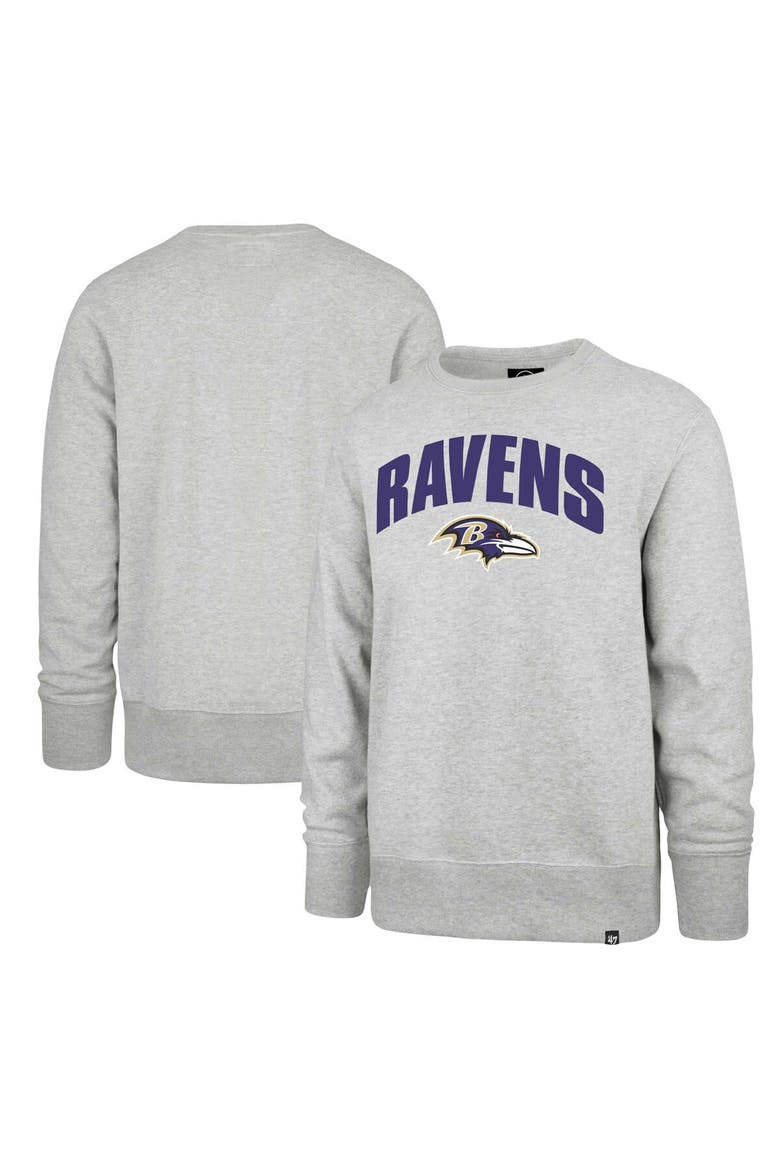 Men's '47 Gray Baltimore Ravens Headline Pullover Sweatshirt, Main, color, Gray
