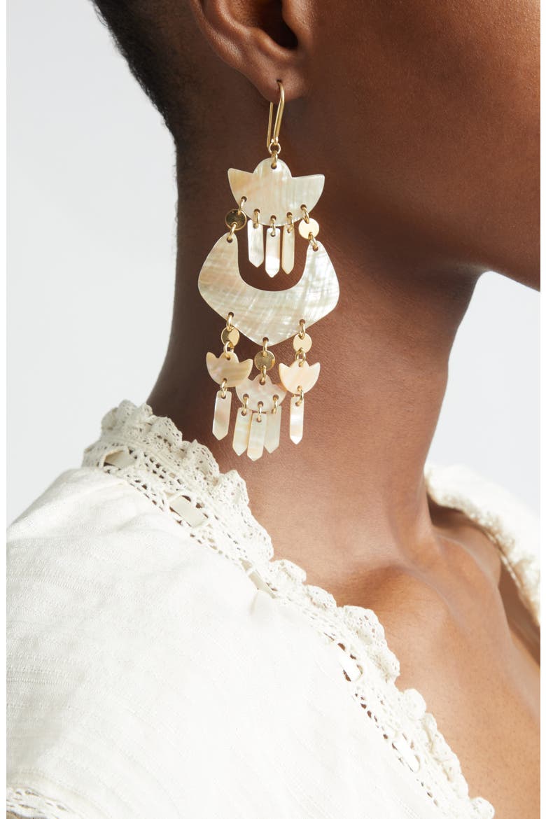 Yue Mismatched Chandelier Earrings, Alternate, color, LOTUS