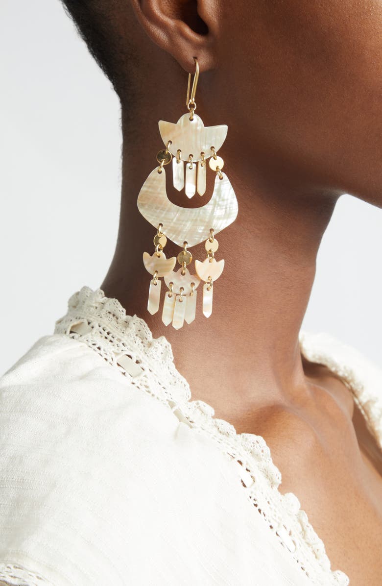 Isabel Marant Yue Mismatched Chandelier Earrings, Alternate, color, Lotus
