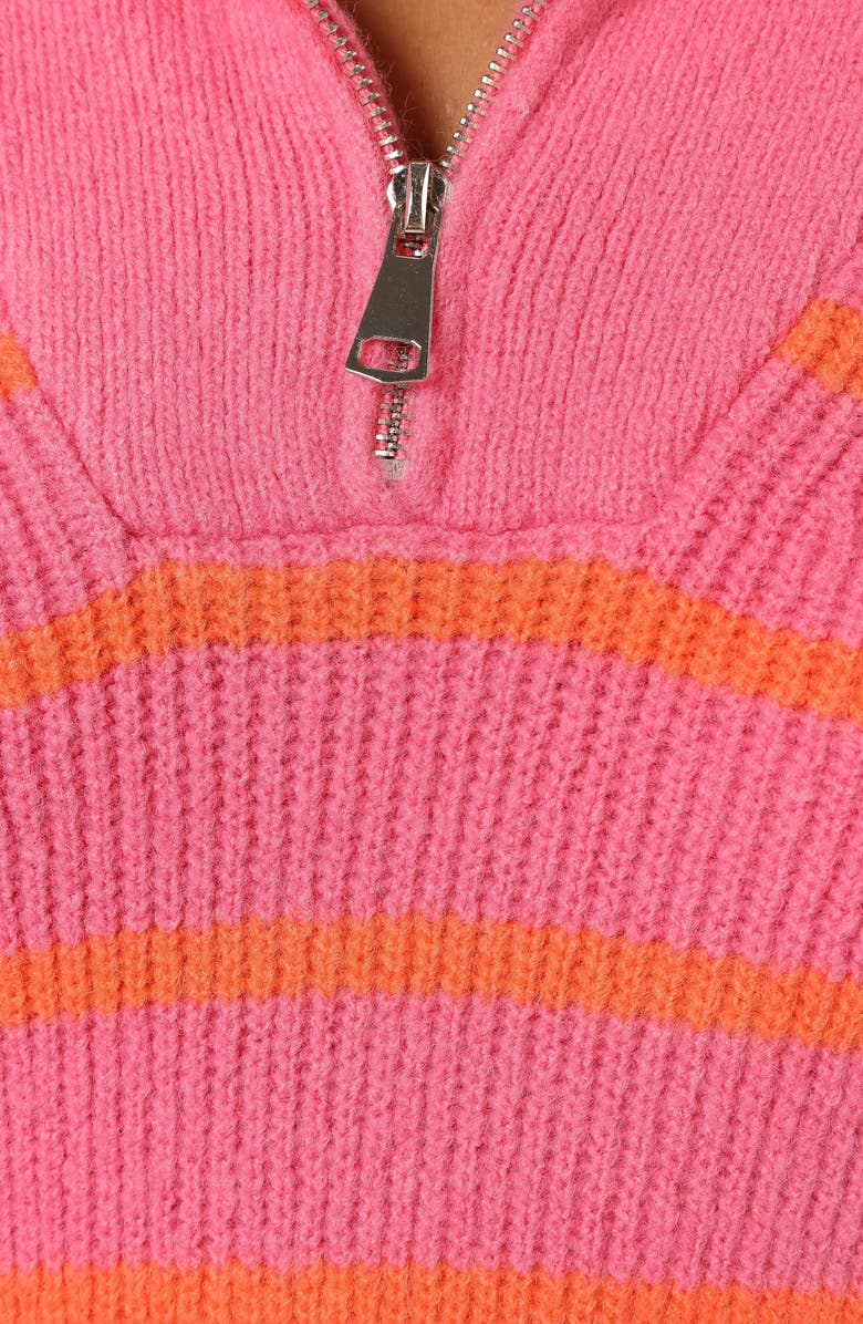 Petal & Pup Everleigh Stripe Quarter Zip Sweater, Alternate, color, Pink