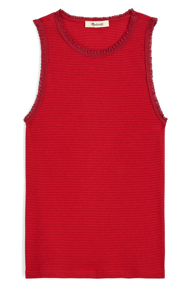 Lace Trim Rib Tank, Alternate, color, RED CURRANT