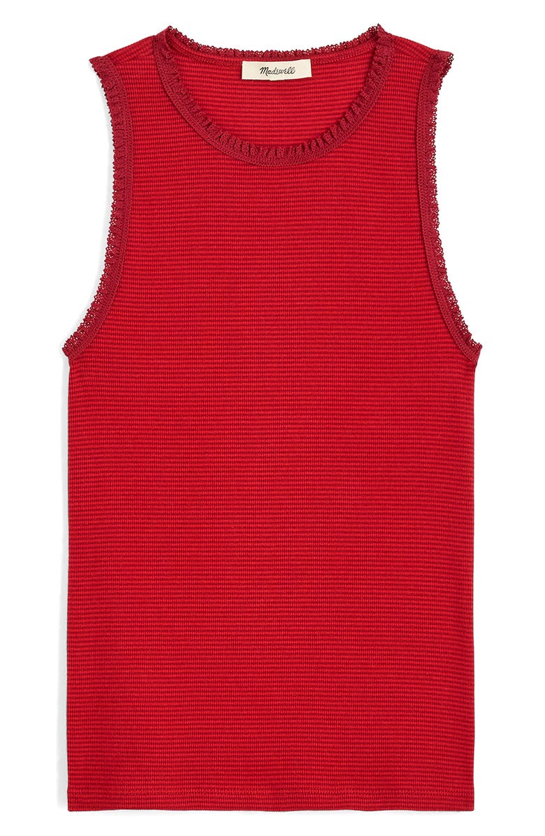 Madewell Lace Trim Rib Tank, Alternate, color, Red Currant