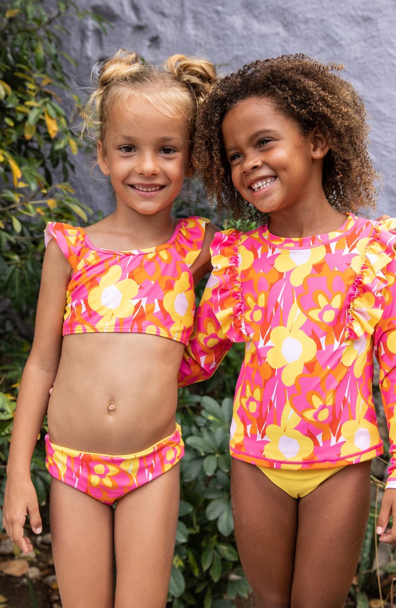 Snapper Rock Kids' Pop of Sunshine Frill Two-Piece Bathing Suit, Alternate, color, Red
