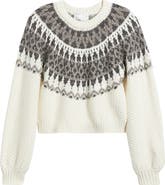 525 america Alora Metallic Fair Isle Balloon Sleeve Sweater