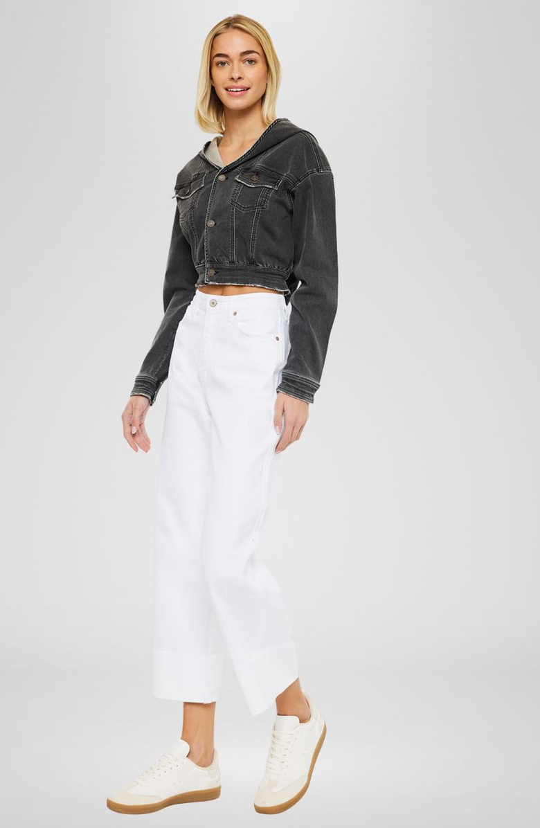 KanCan Alfie 90's Cropped Wide Leg Jeans, Alternate, color, White