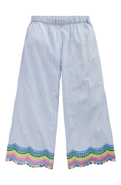 Kids' Stripe Eyelet Scallop Hem Cotton Pants (Toddler, Little Kid & Big Kid)
