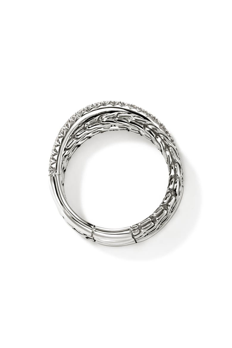 JH Essential Diamond Pavé Crossover Ring, Alternate, color, SILVER/ DIAMOND