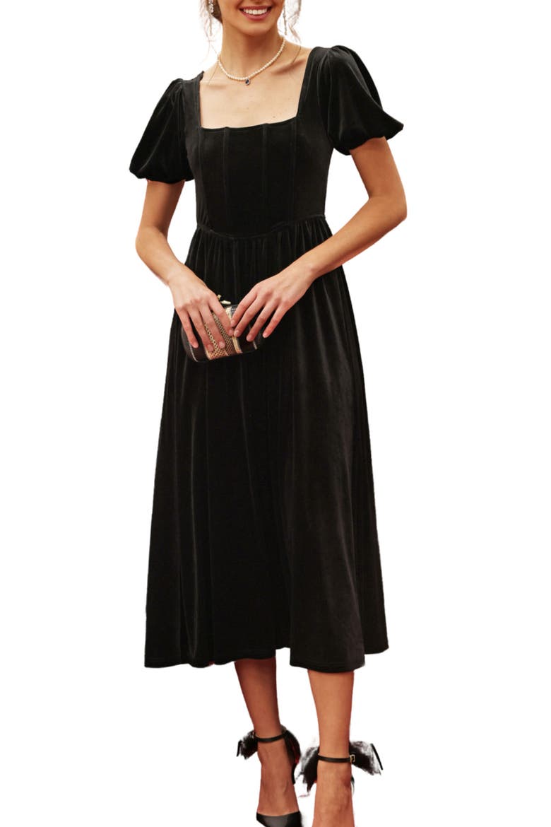 blu pepper velvet dress Puff Sleeve Midi (Women) Women Tops:XL This style is extremely brand-m Literary Halloween: Book Character