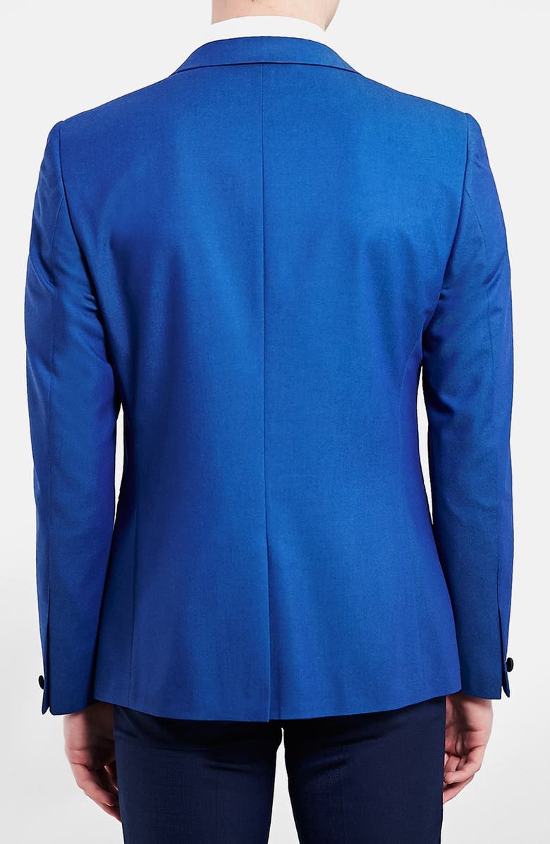 Topman Blue Skinny Fit Tuxedo Jacket, Alternate, color,
