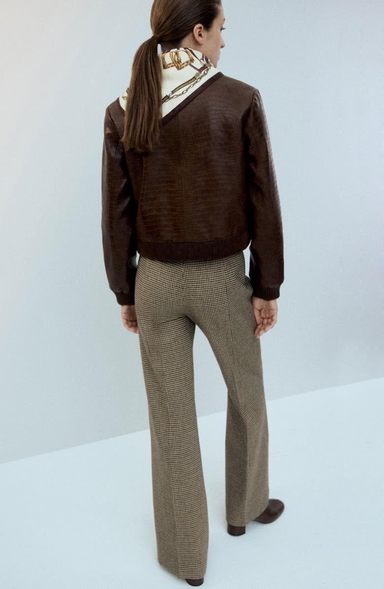 MANGO Dundee Croc Embossed Faux Leather Jacket, Alternate, color, Brown