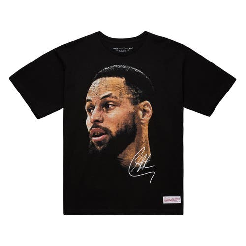 Mitchell & Ness Unisex  Stephen Curry Black Nba Real Big Face Player T-shirt
