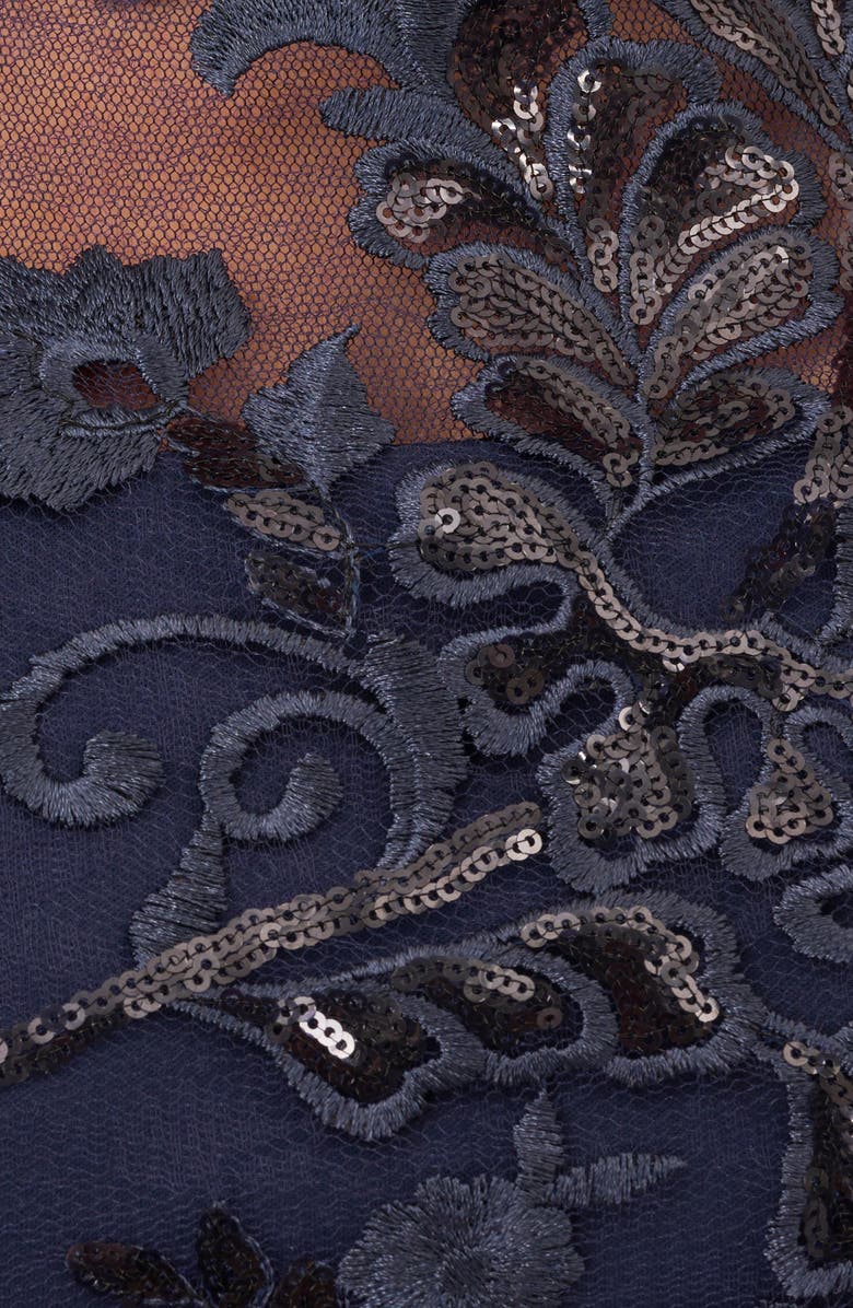 Adrianna Papell Floral Embroidered Sequin Sheath Dress, Alternate, color,