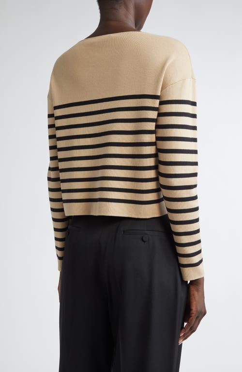 Altuzarra Ronnie Stripe Boatneck Silk & Cotton Sweater In Brown