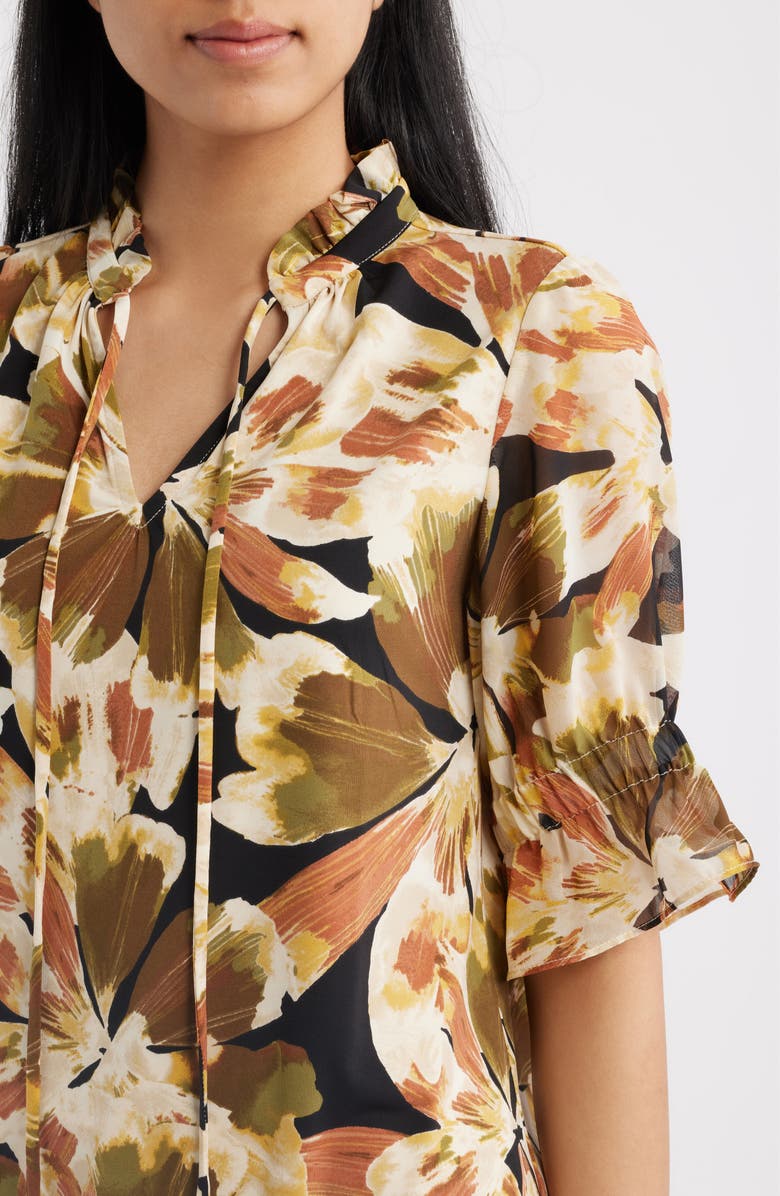 Anne Klein Ruffle Split Neck Top, Alternate, color,