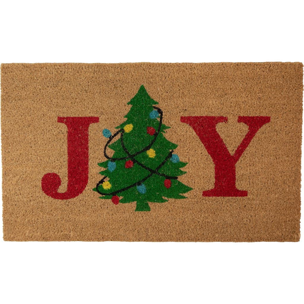 Northlight Natural Coir "joy" Christmas Tree Doormat 18" X 30" In Brown