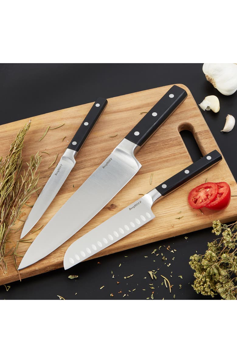 BergHOFF Dina Genie 3-Piece Knife Set, Alternate, color, Black/ Silver