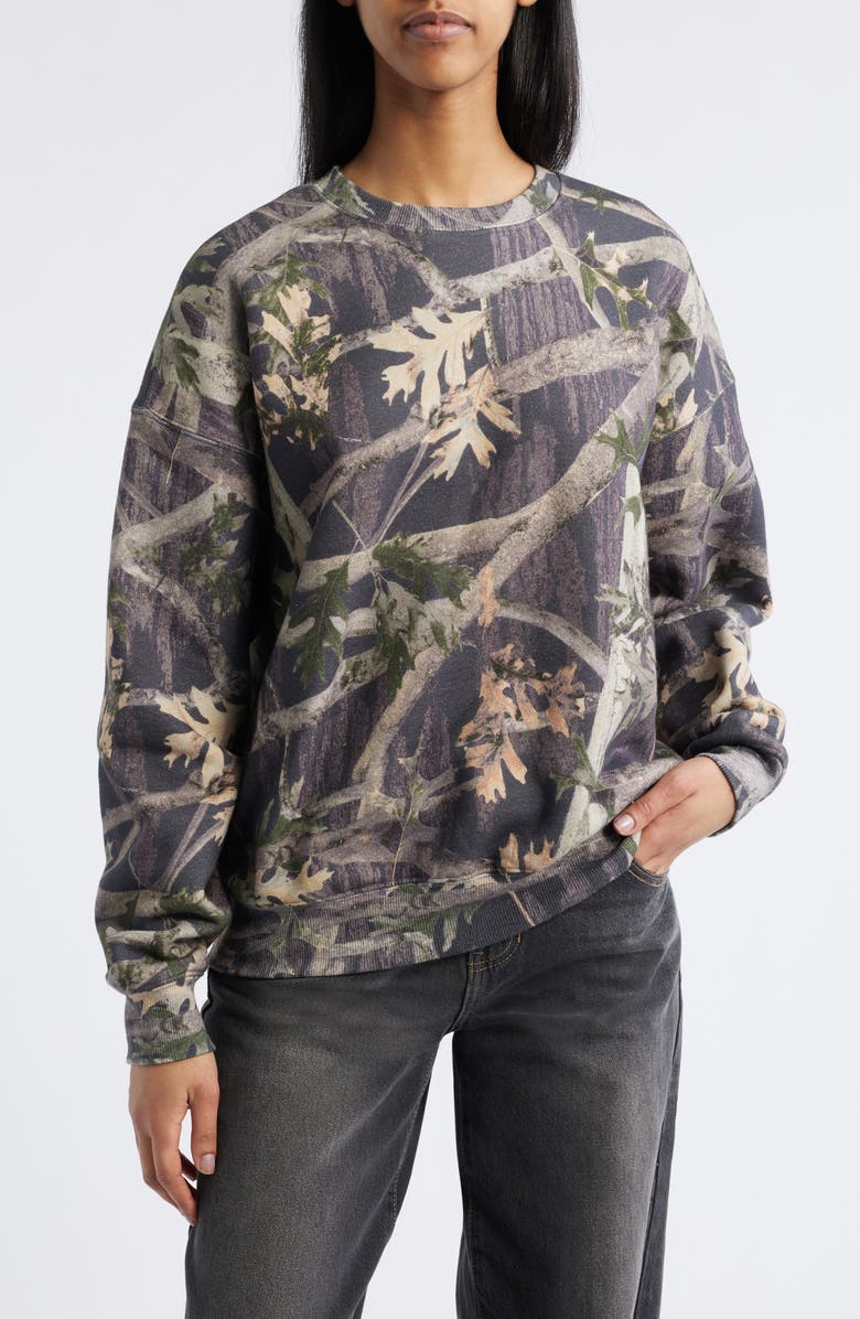 PacSun Dark Camo Print Cotton Blend Sweatshirt, Main, color, Camouflage