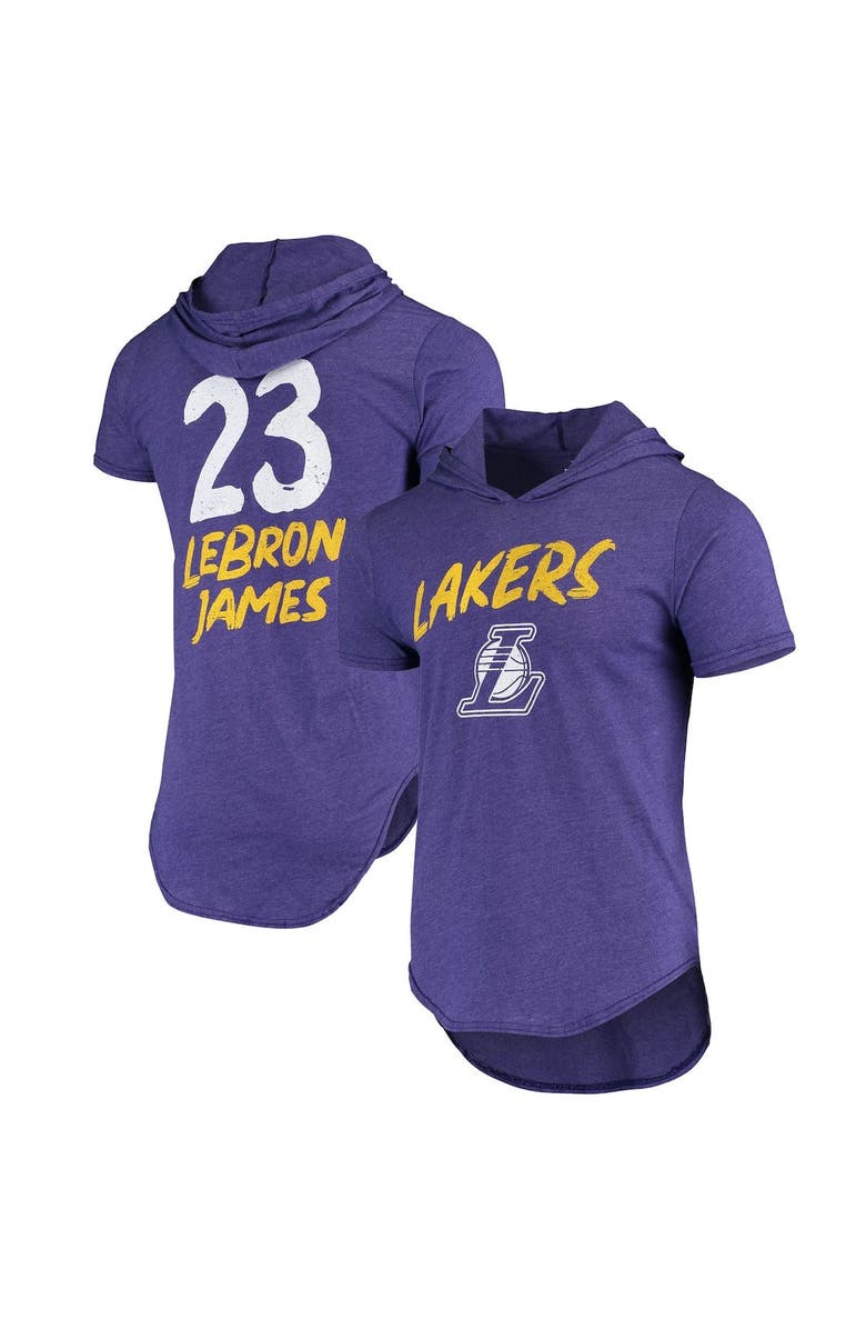FANATICS Men's Fanatics Branded LeBron James Heathered Purple Los Angeles Lakers Hoodie Tri-Blend T-Shirt, Main, color,