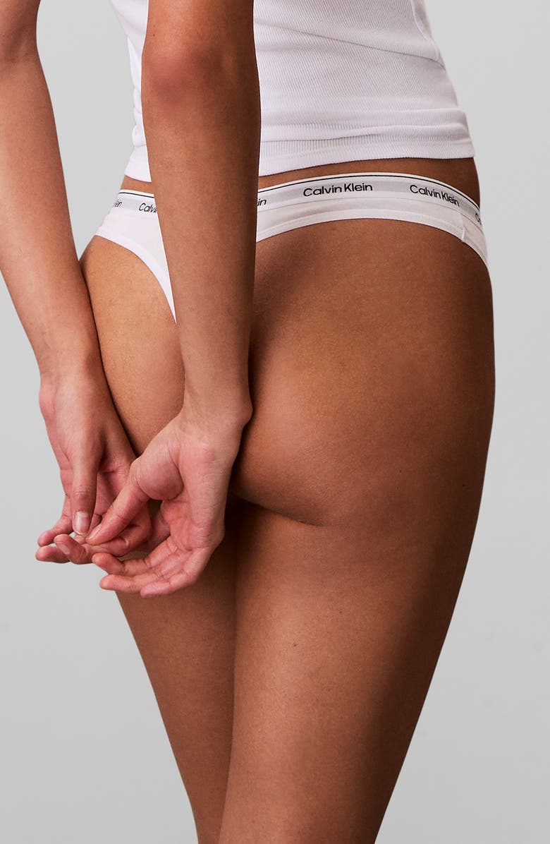 Calvin Klein Assorted 5-Pack Cotton Blend Thongs, Alternate, color, Shoreline/Blue/ White/Gh/Blu