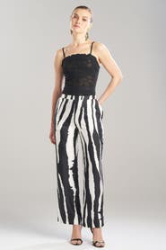 Natori Zebra - Silk Twill Pull On Straight Leg Pant