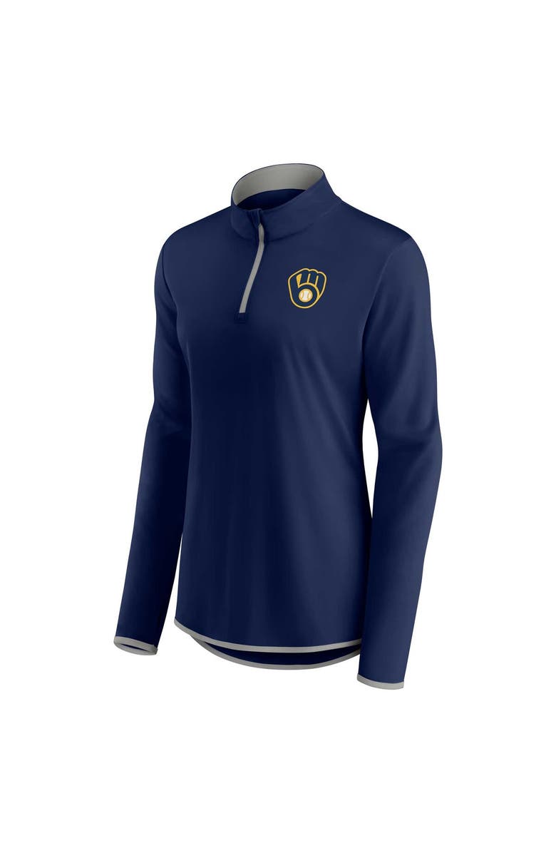 FANATICS Women's Fanatics Branded Navy Milwaukee Brewers Corner Quarter-Zip Top, Alternate, color, 