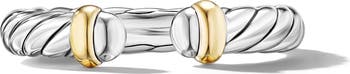 Petite Cable Ring in Sterling Silver with 14K Yellow Gold