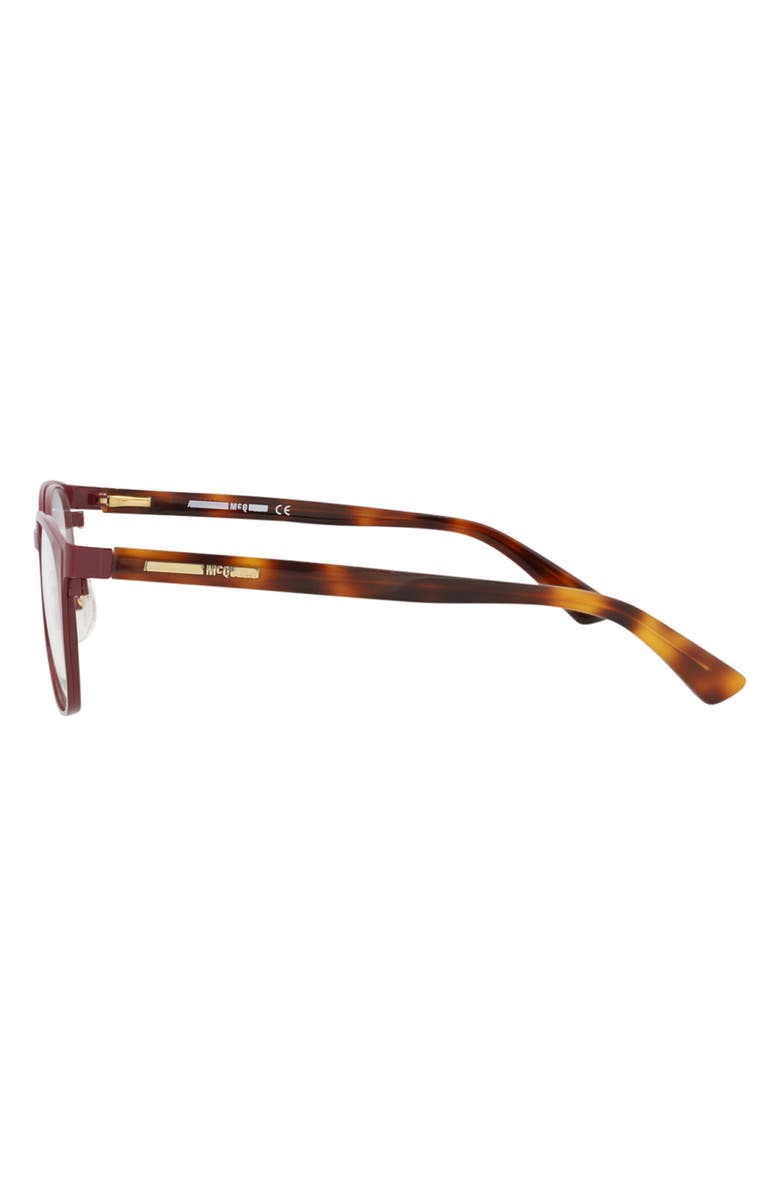 McQueen 48mm Square Optical Glasses, Alternate, color, Burgundy Avana Transparent