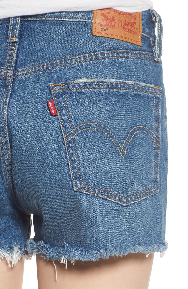 Levi's<sup>®</sup> 501<sup>®</sup> High Waist Cutoff Denim Shorts, Alternate, color, 