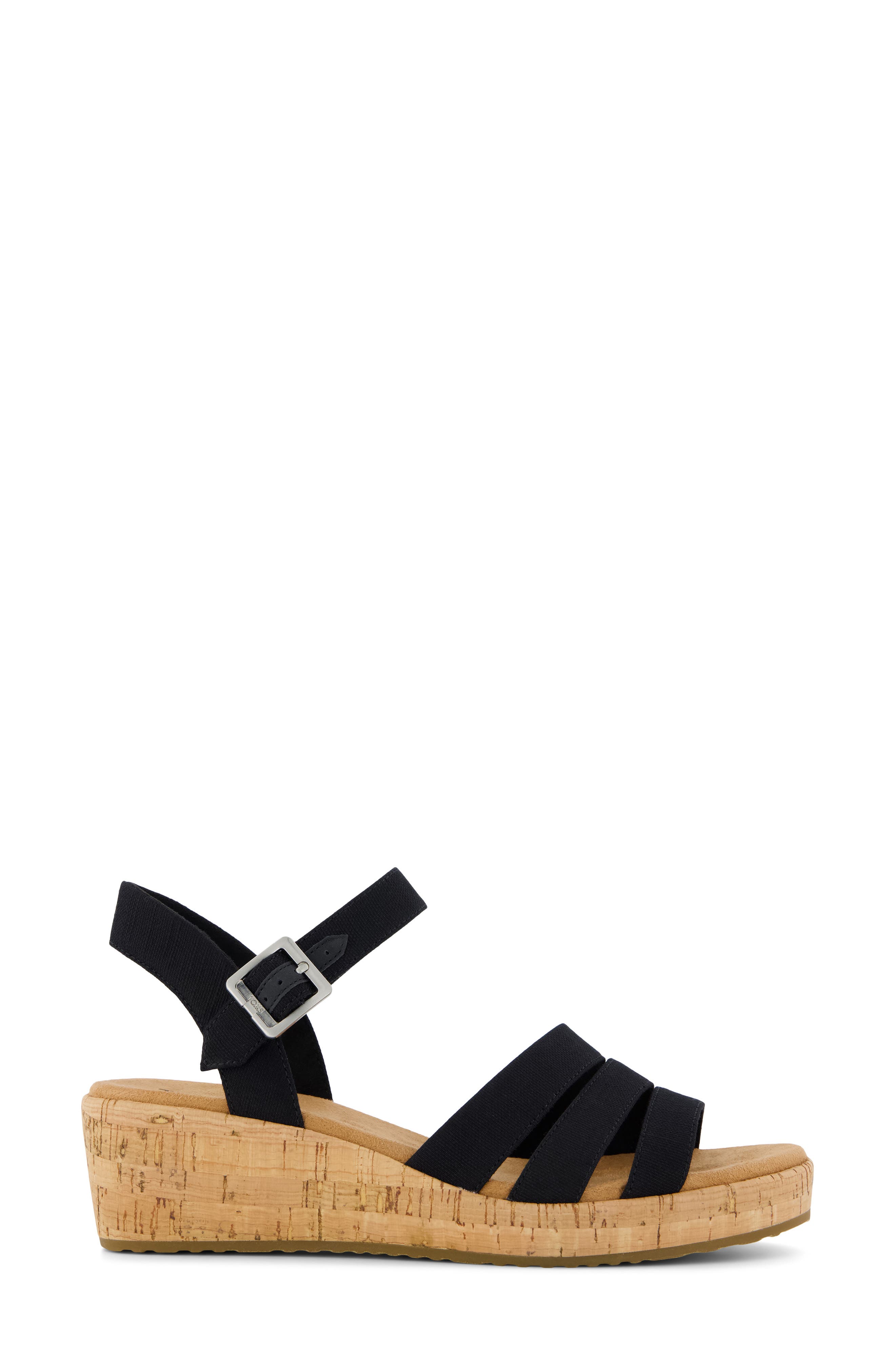 TOMS Julis Ankle Strap Platform Wedge Sandal, Alternate, color, Black