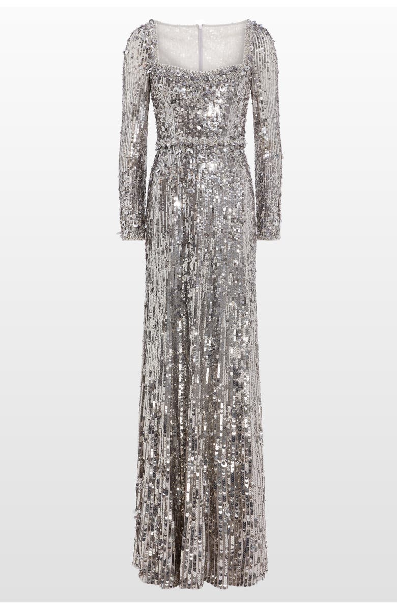Jenny Packham Kestra sequin-embellished maxi dress, Main, color, Ammonite   Silver