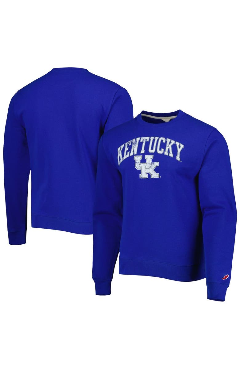 LEAGUE COLLEGIATE WEAR Men's League Collegiate Wear Royal Kentucky Wildcats 1965 Arch Essential Fleece Pullover Sweatshirt, Alternate, color, 