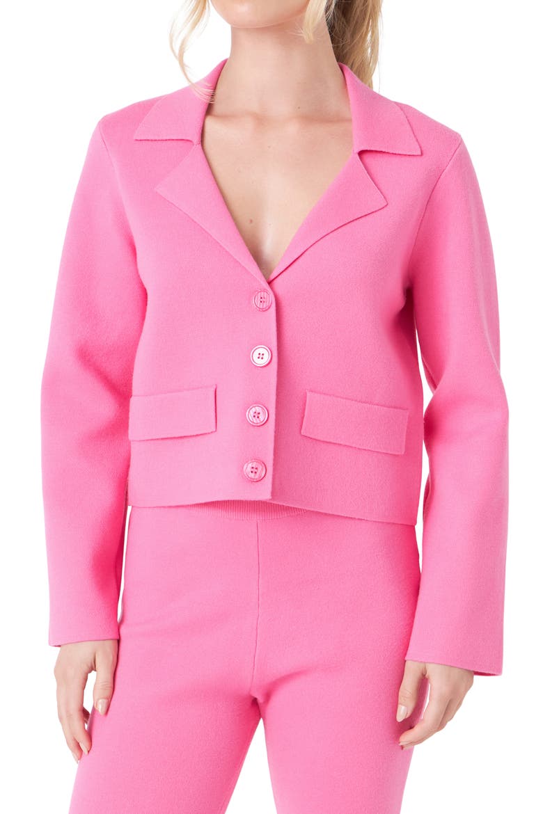 Sweater Blazer, Alternate, color, PINK
