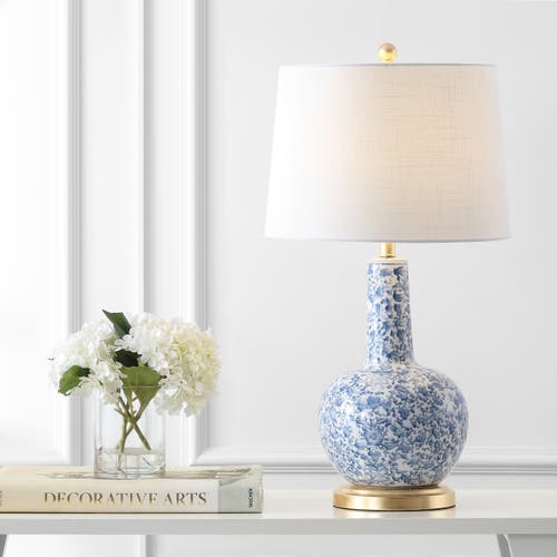 Jonathan Y Chinois 30in Ceramic/iron Classic Cottage Led Table Lamp In Blue/white