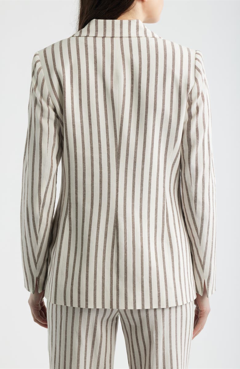 Anne Klein Stripe Blazer, Alternate, color, White/ Dark Chocolate