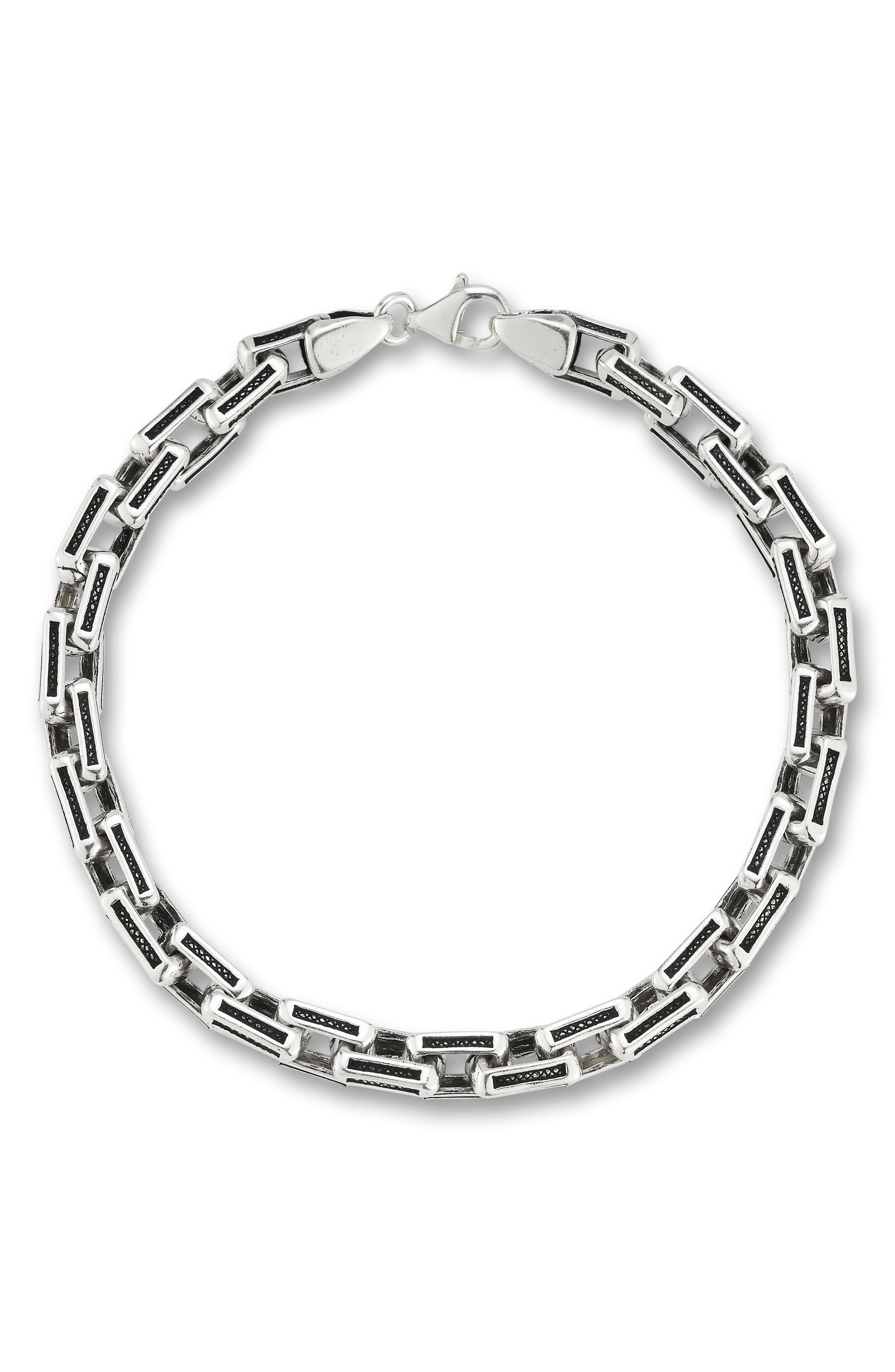 Yield of Men Men's Sterling Silver Oxidized Link Chain Bracelet (Men ...