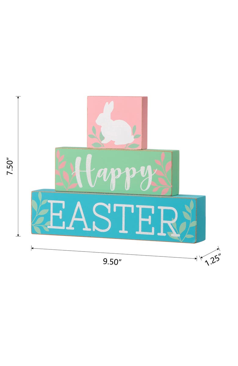 Glitzhome 9.5"L Wooden Easter Block Table Decor, Alternate, color, Blue
