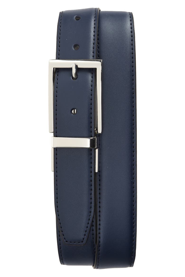 Men's Shop Newman Reversible Leather Belt, Main, color, NAVY COMBO