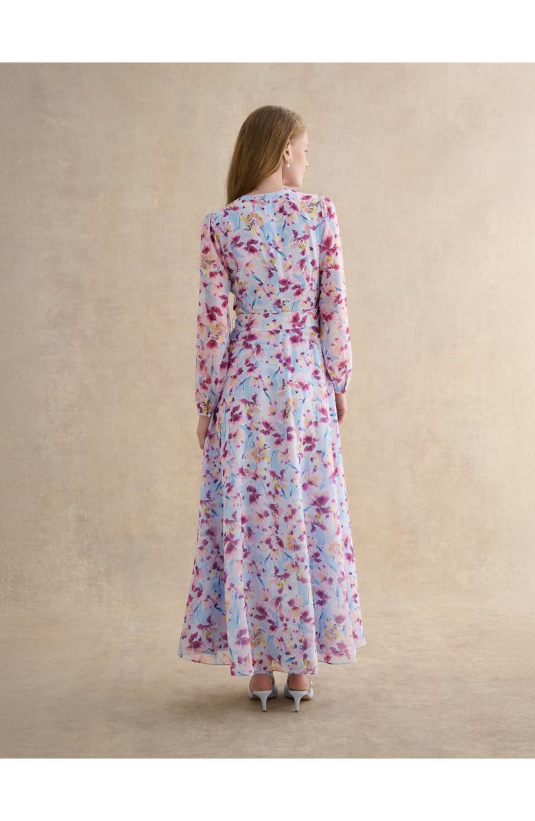 HOBBS LONDON Thea V-Neck Long Sleeve Maxi Dress, Alternate, color, Pale Blue Multi