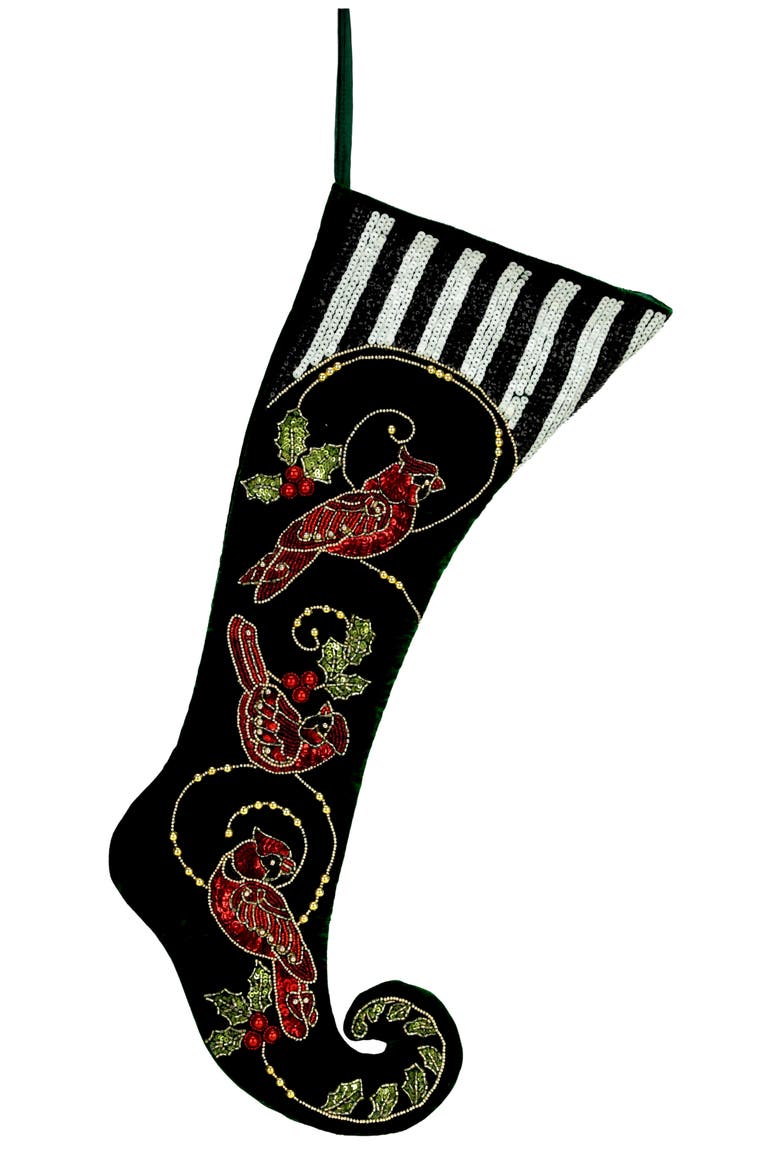 Cardinal Scene Stocking, Main, color, Black
