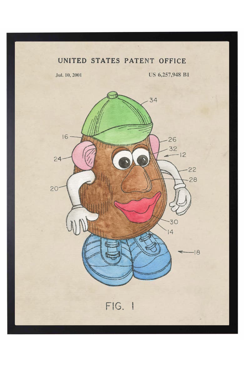 Mr. Potato Head Patent in Black Frame, Main, color, No Color