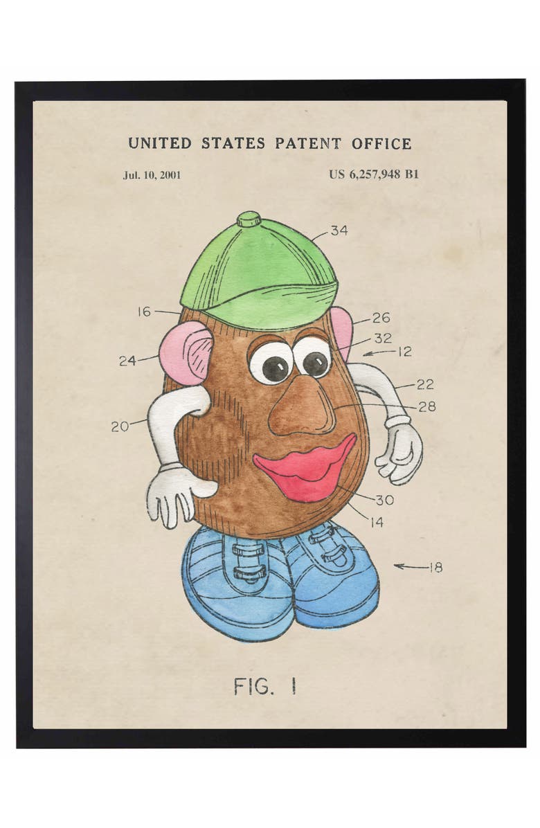 Antique Curiosities Mr. Potato Head Patent in Black Frame, Main, color, NO COLOR