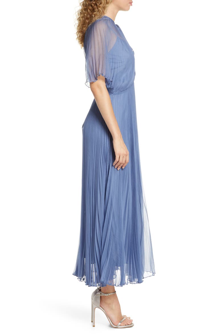 Pleated Chiffon Gown, Alternate, color, WEDGEWOOD