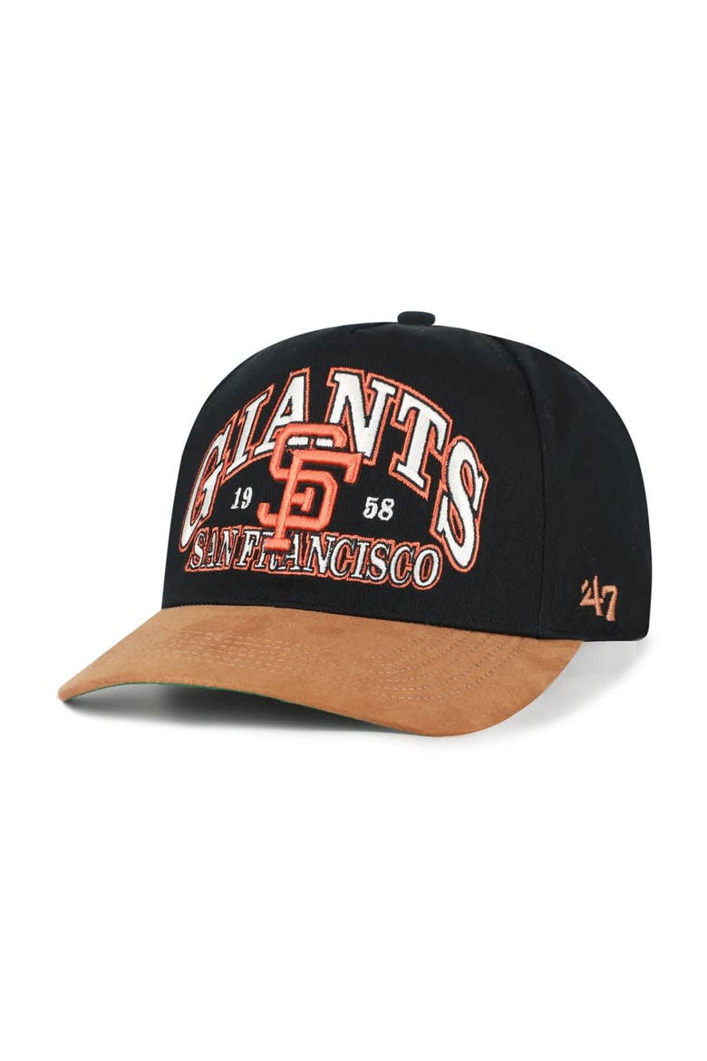 Men's '47 Black/Brown San Francisco Giants Cooperstown Break Wood Suede Hitch Adjustable Hat, Main, color, Black
